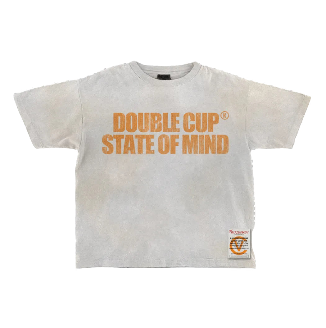 DOUBLE CUP STATE OF MIND WHITE AND ORANGE TEE