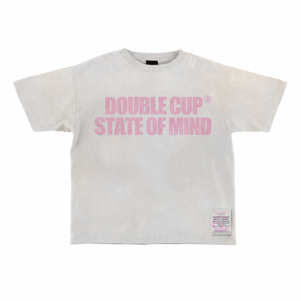 DOUBLE CUP STATE OF MIND WHITE AND PINK TEE