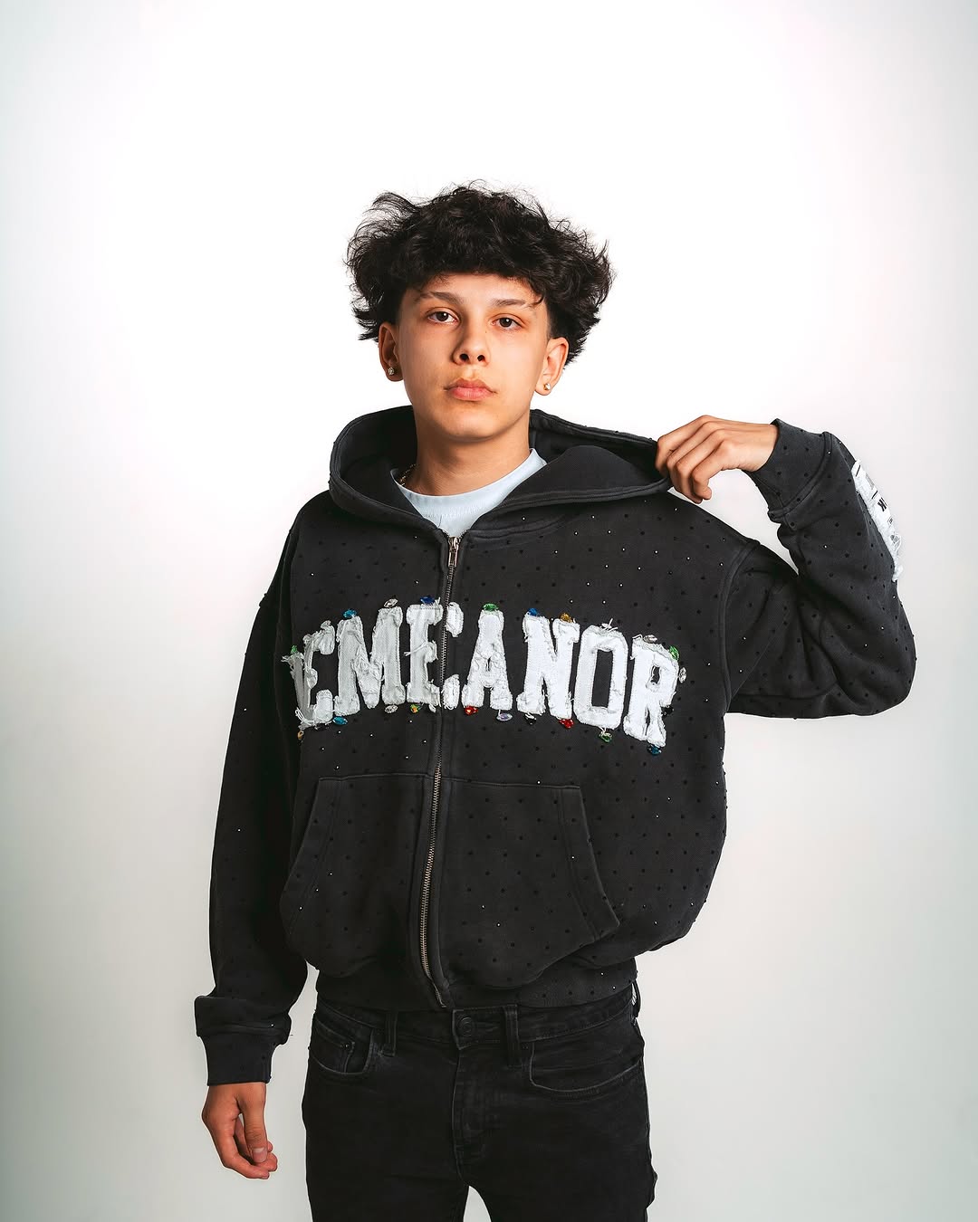 FAUX DIAMOND ZIP UP
